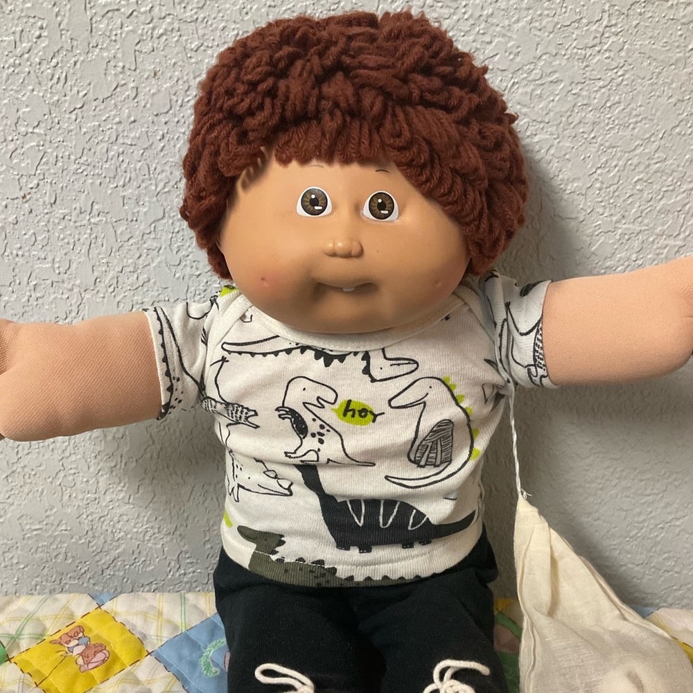 Vintage Cabbage Patch Kid Boy Auburn Hair Brown Eyes Head Mold #5 1986